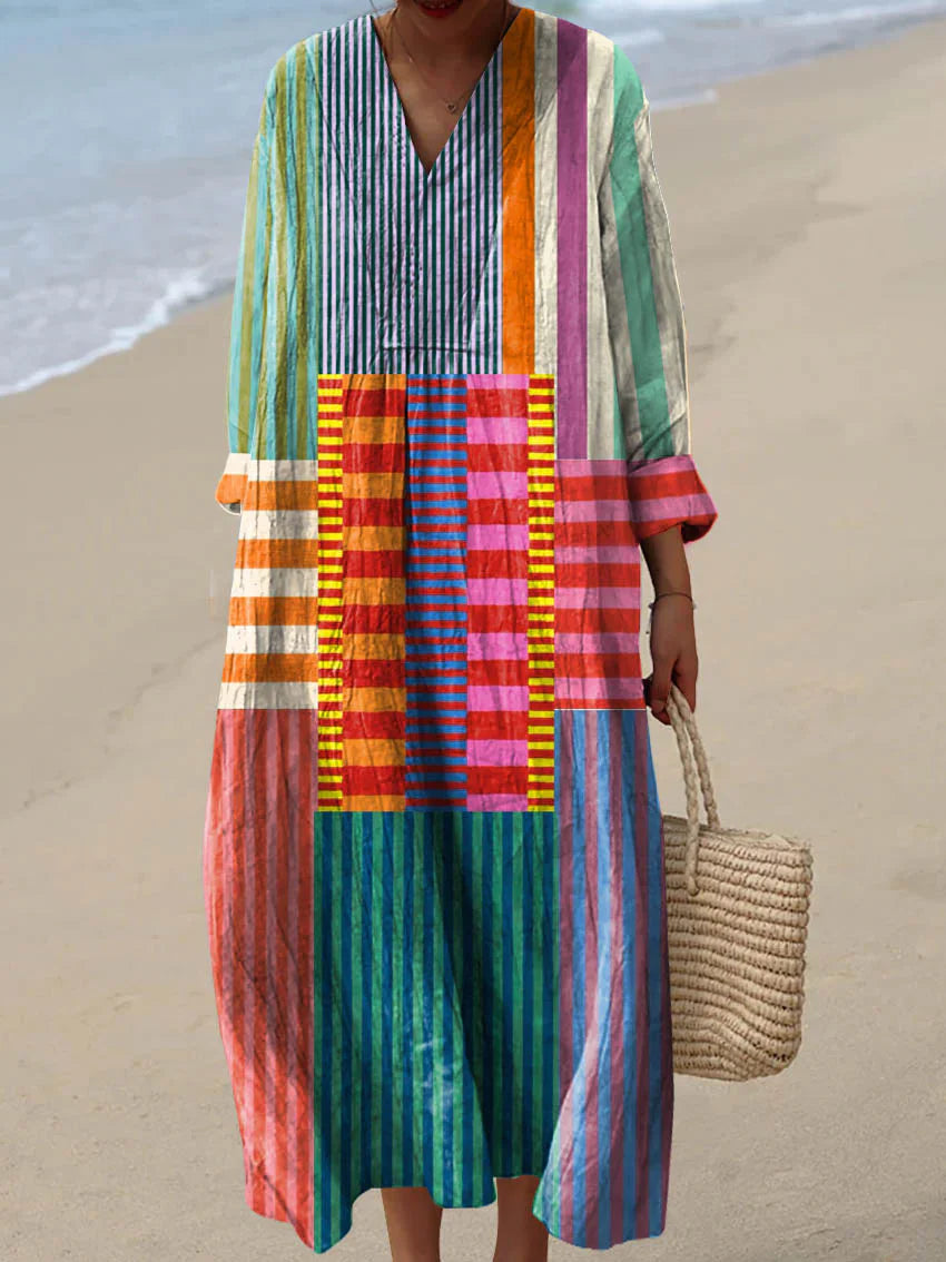 ELARA™ | MULTIFARGET PATCHWORK MAXI KJOLE