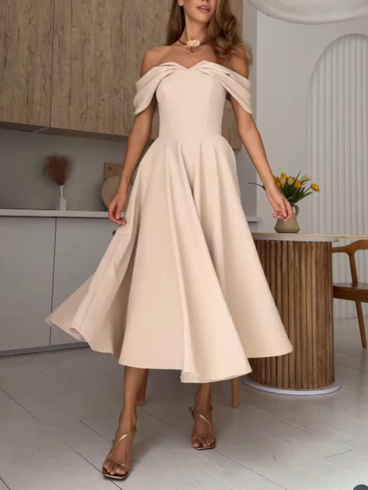 Elegant Maxi Kjole Drapert Uten Ermer