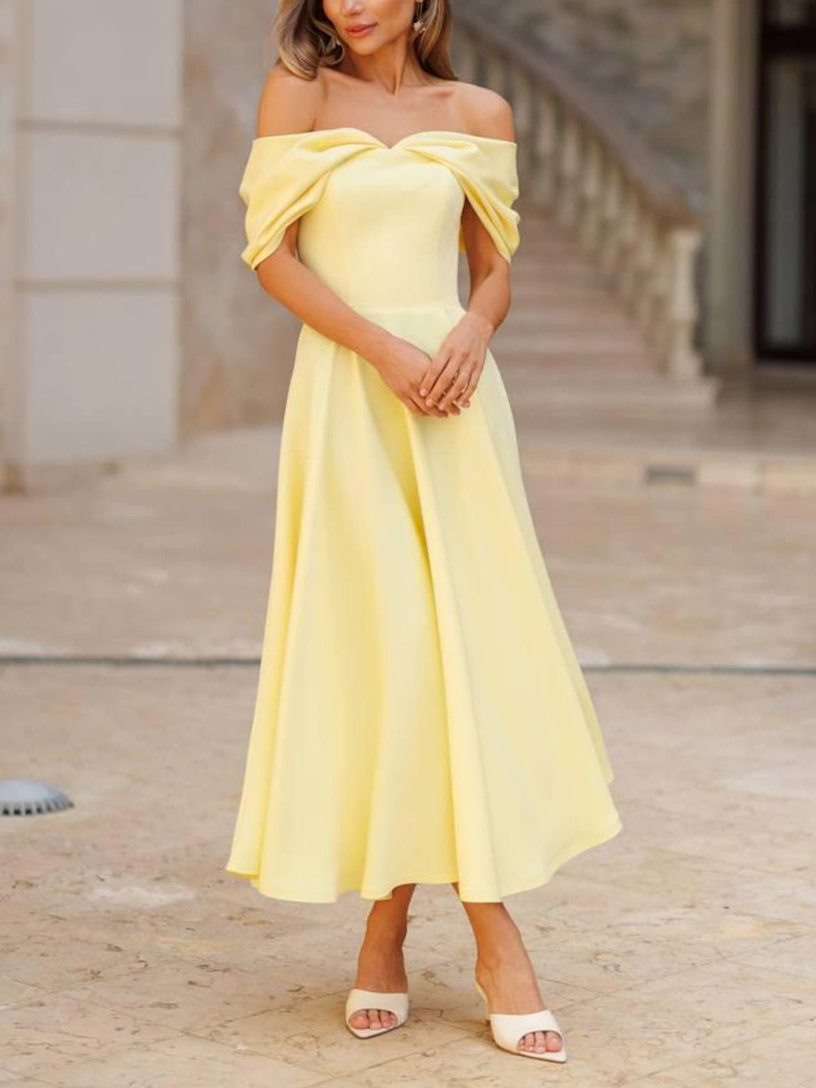 Elegant Maxi Kjole Drapert Uten Ermer