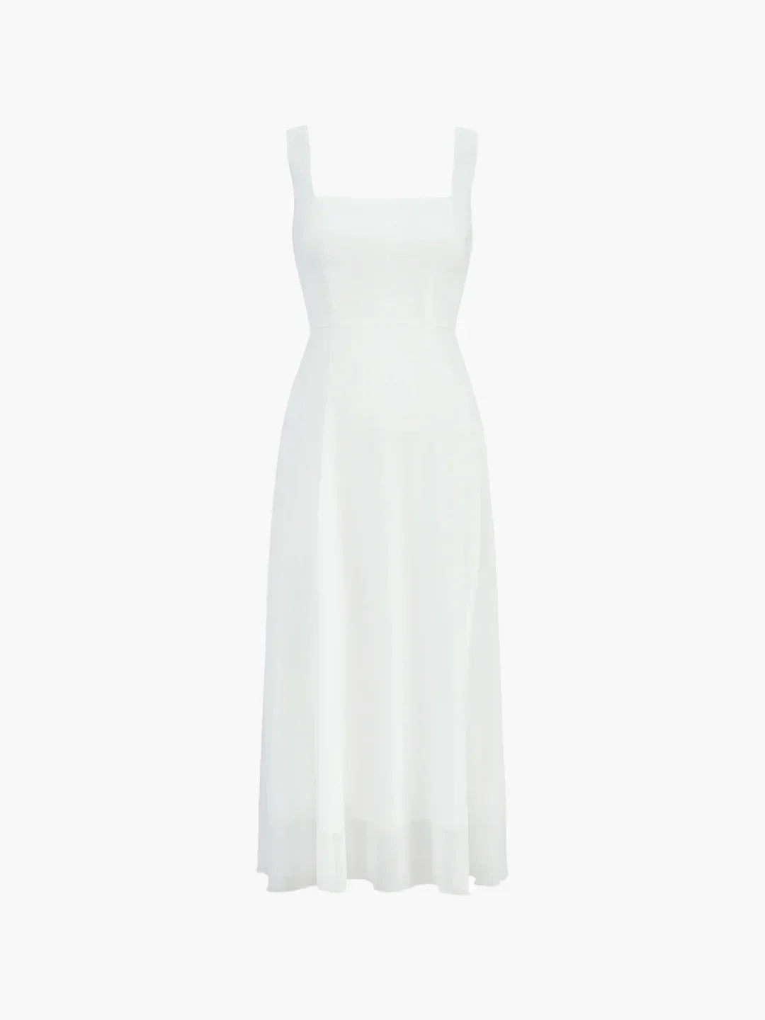 Elegant og Solid Lang Kjole med Stropper