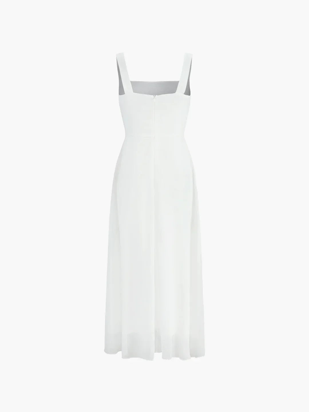 Elegant og Solid Lang Kjole med Stropper
