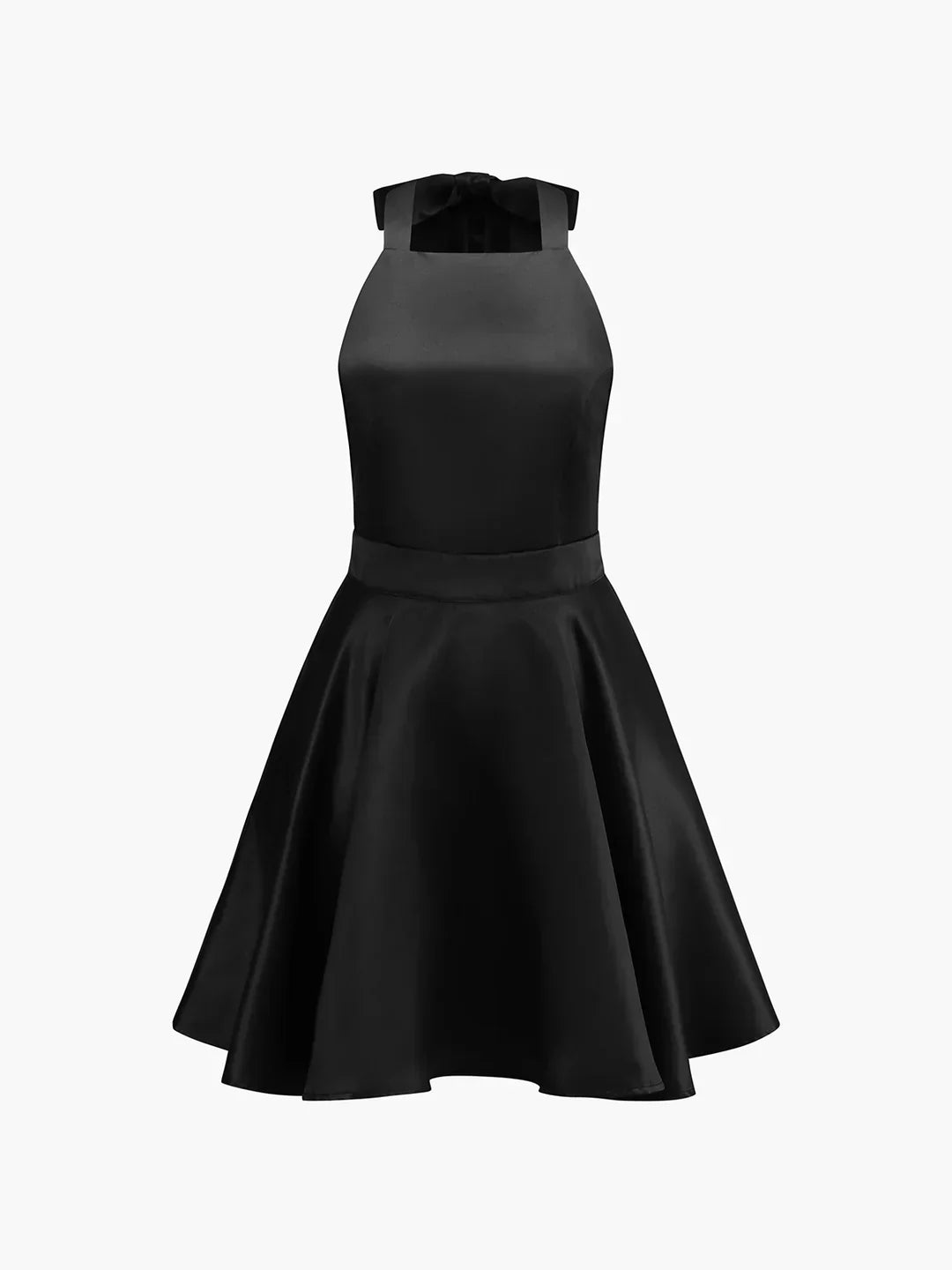 Mini Plisserte Satin Kjole med Doble Lommer og Åpen Rygg