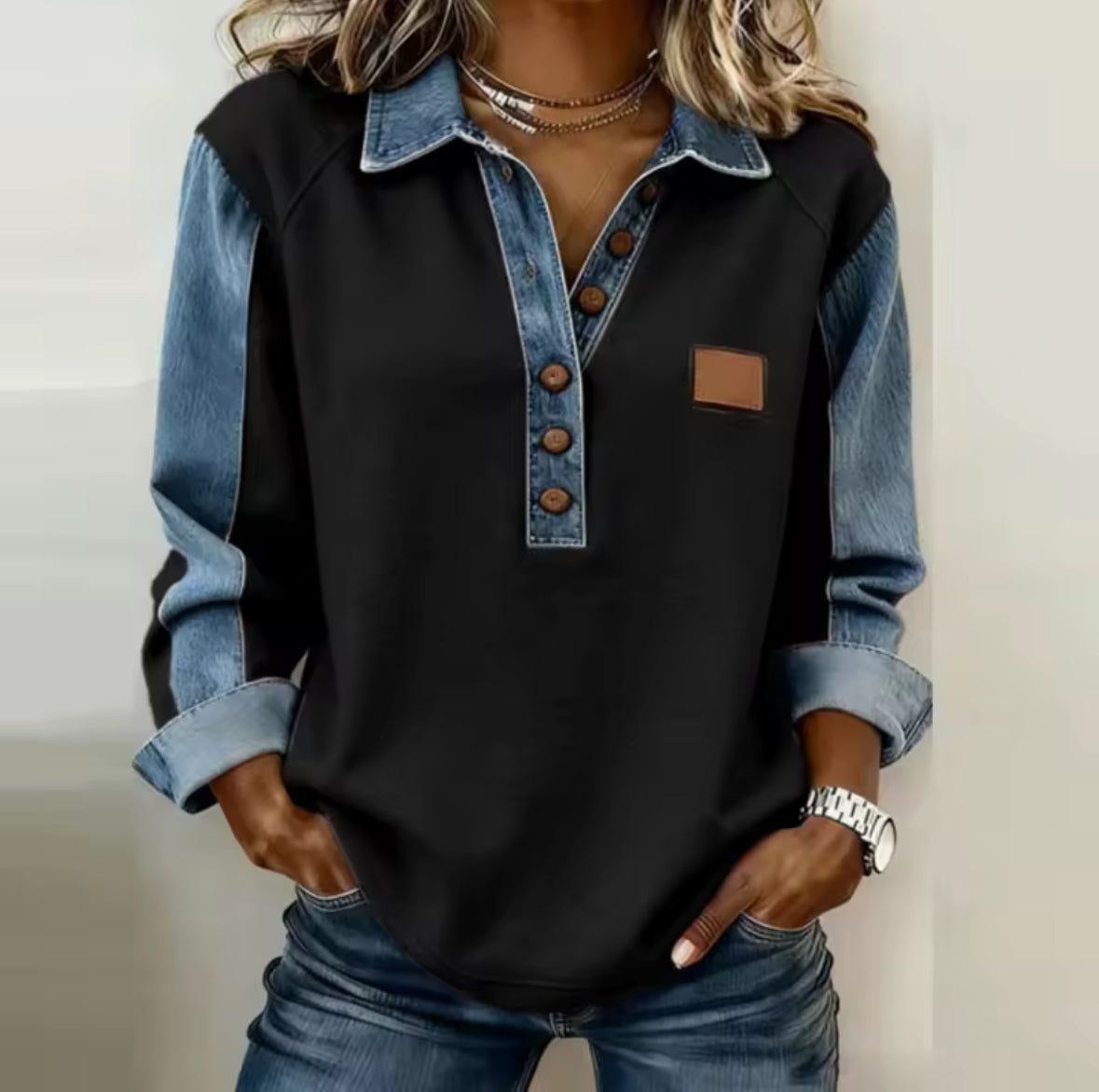 Voxanne™ | Denim Kaulusneule
