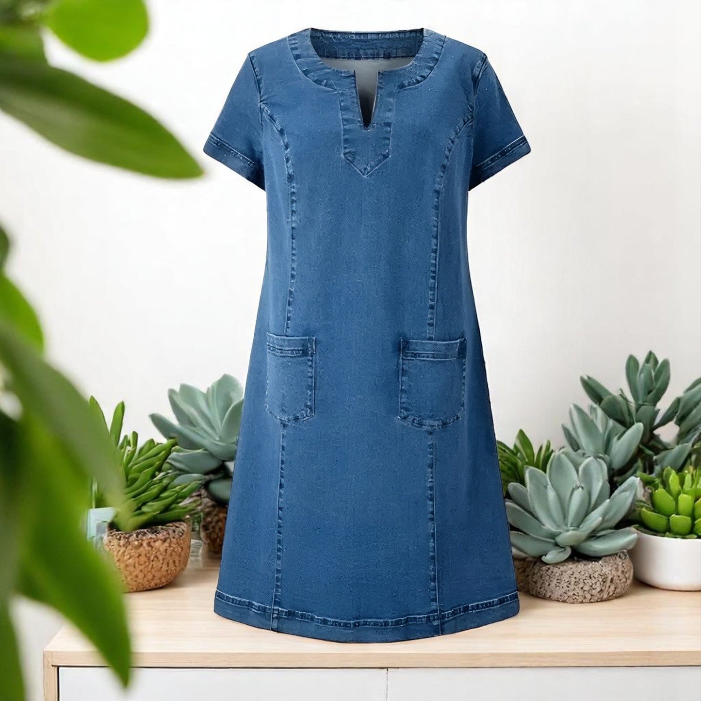 Liz™ | Hverdags Denim Kjole