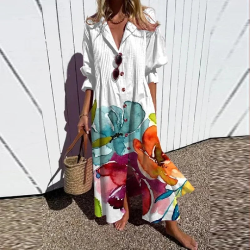Cassidy™ – Maxi-kjole med boho puffermer
