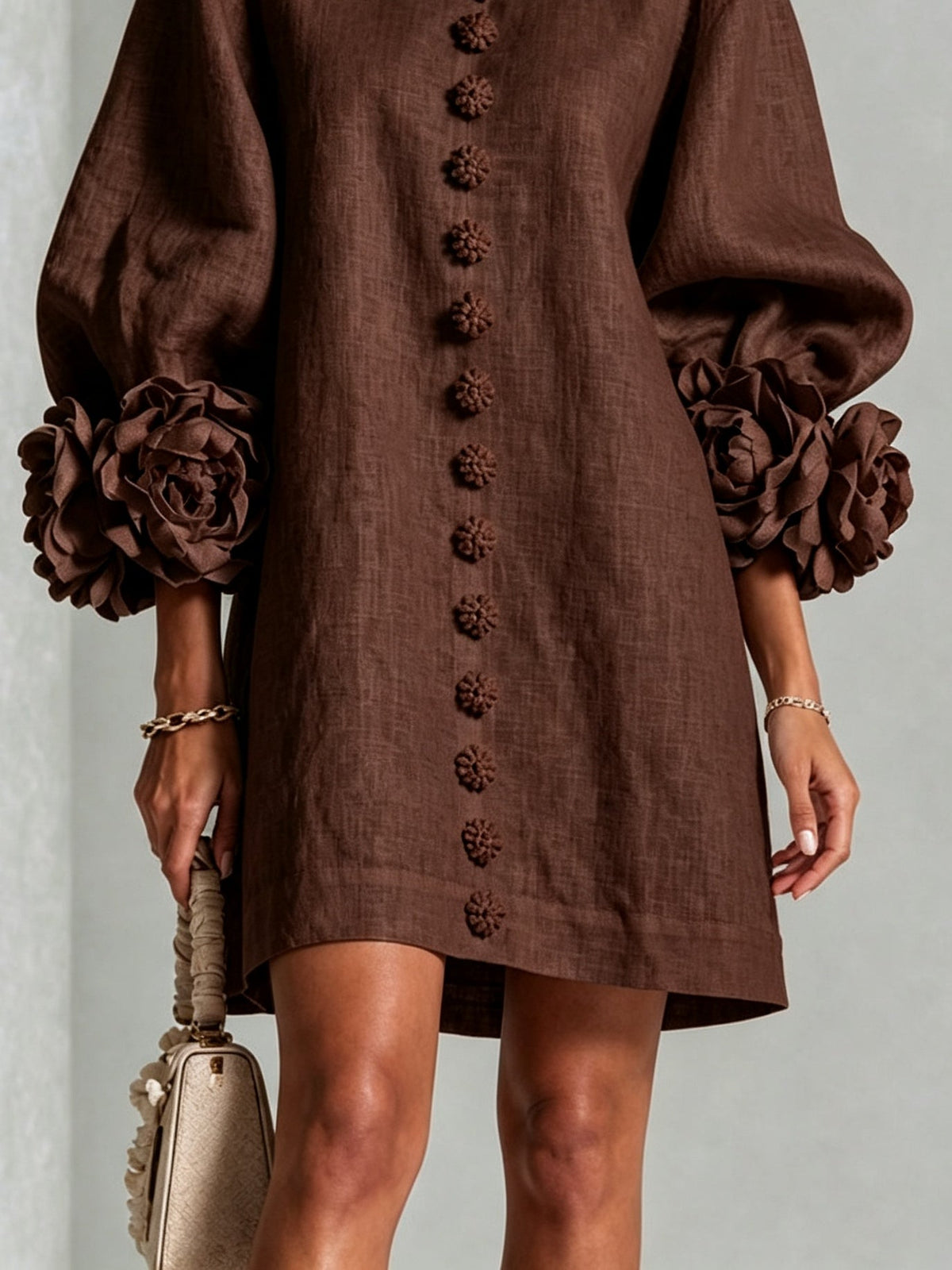 Gabrielle | Rosette-hihainen Mini Mekko