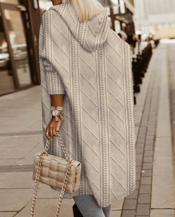 Monalisa - Lang Cardigan med Hette