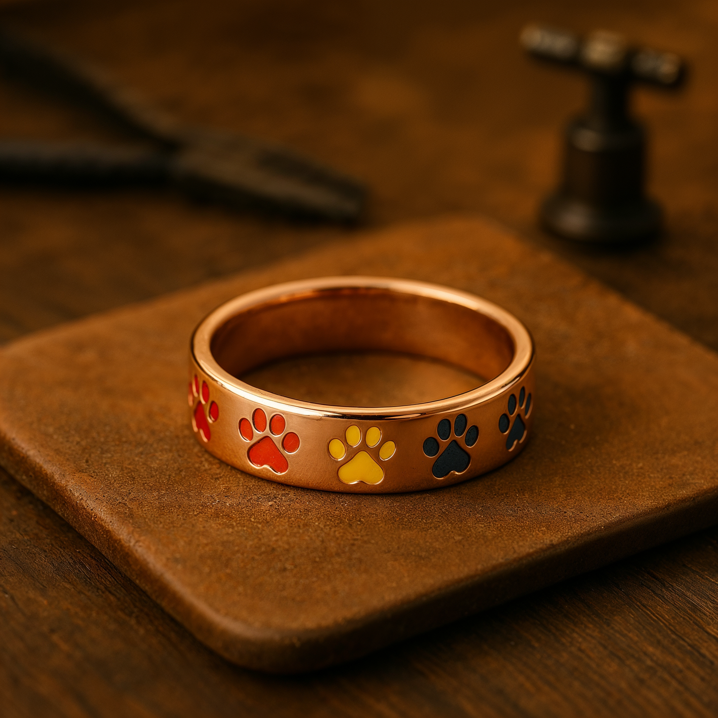 Roterende antistressring med pote-motiv