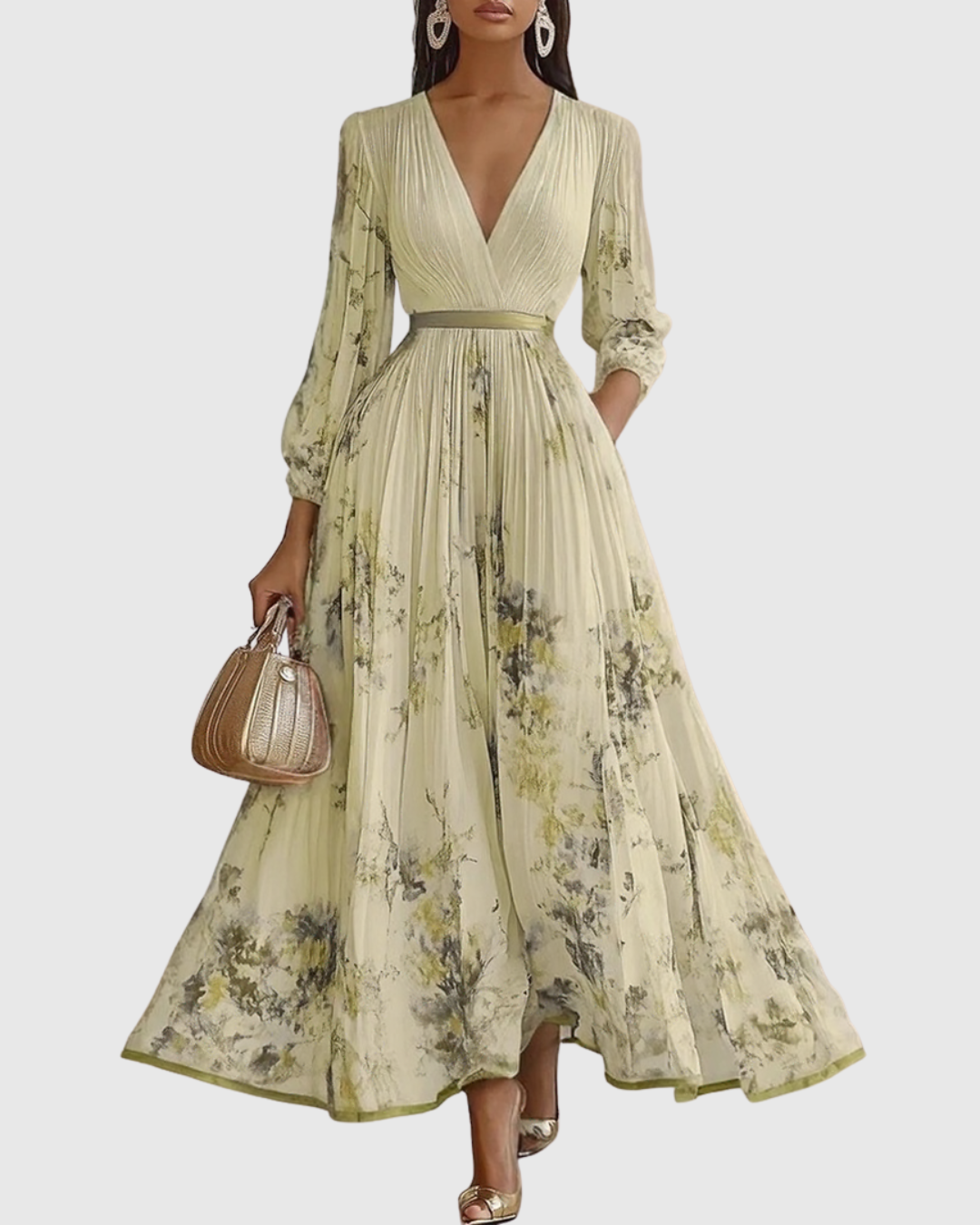 Rowella | Elegant Plisserte Maxi Kjole