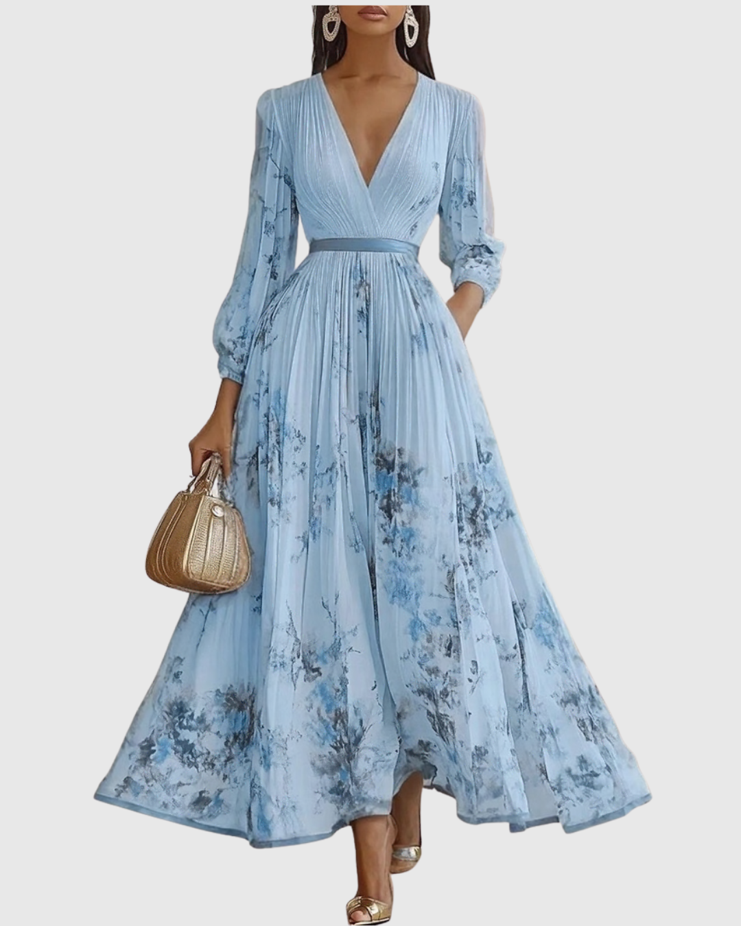 Rowella | Elegant Plisserte Maxi Kjole