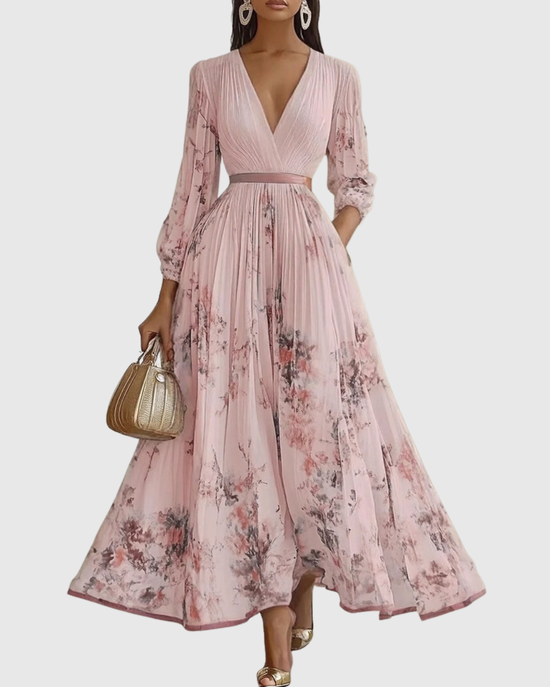 Rowella | Elegant Plisserte Maxi Kjole