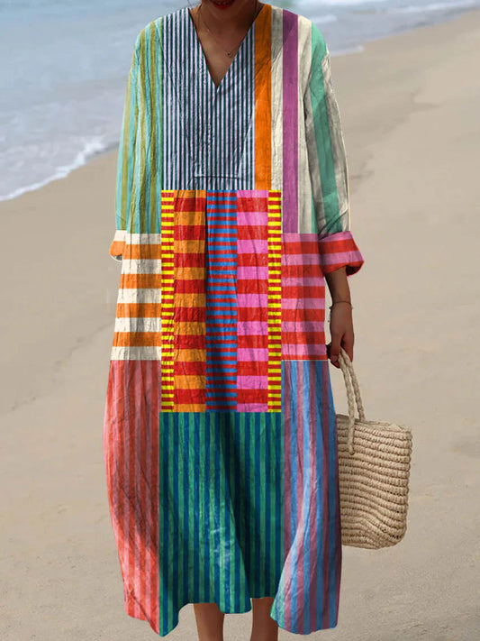 ELARA™ | MULTIFARGET PATCHWORK MAXI KJOLE