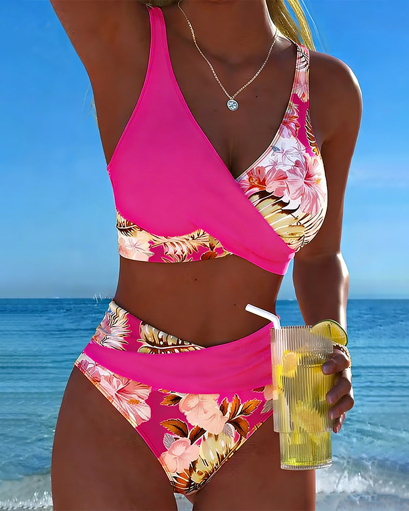 Bikini Kontrast Blomstertrykk