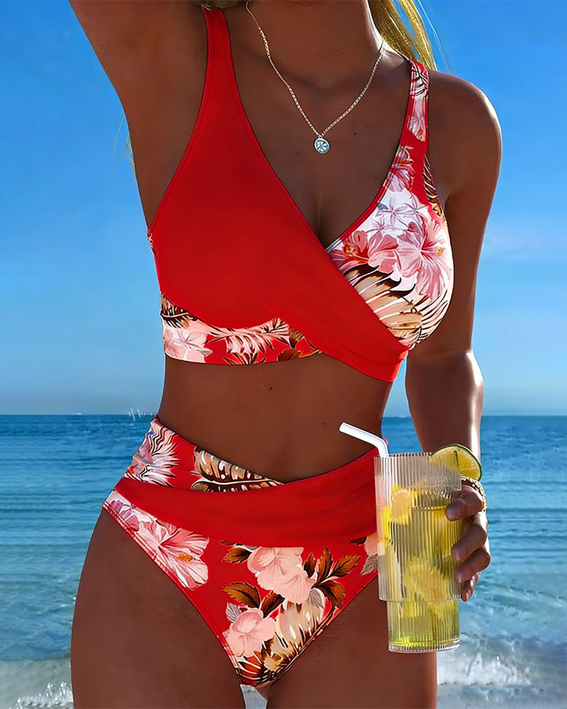 Bikini Kontrast Blomstertrykk