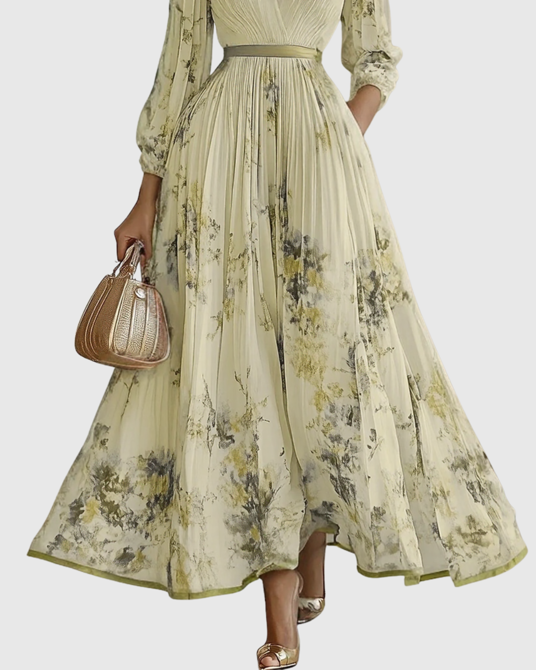 Rowella | Elegant Plisserte Maxi Kjole