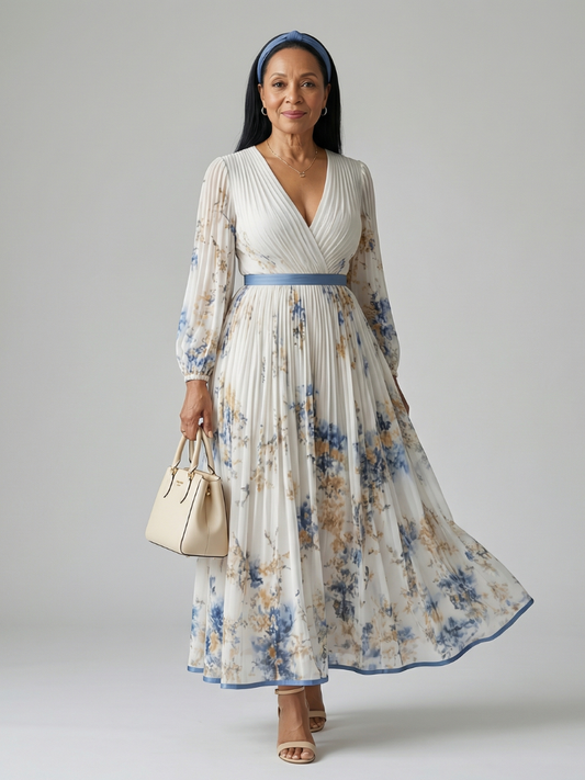 Rielle | Plisserte Wrap Midi Kjole