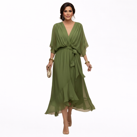 Monica | Kjole i chiffon med V-hals