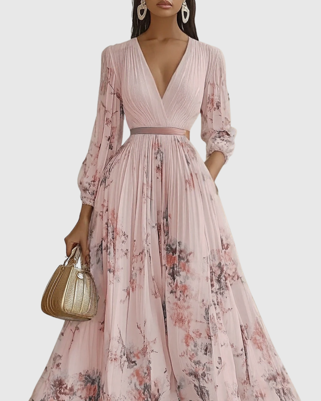 Rowella | Elegant Plisserte Maxi Kjole