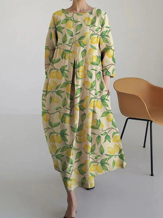 AURORA | Midi Kjole med Blomstertrykk og Komfortabel, Luftig Stil Perfekt for Sommer