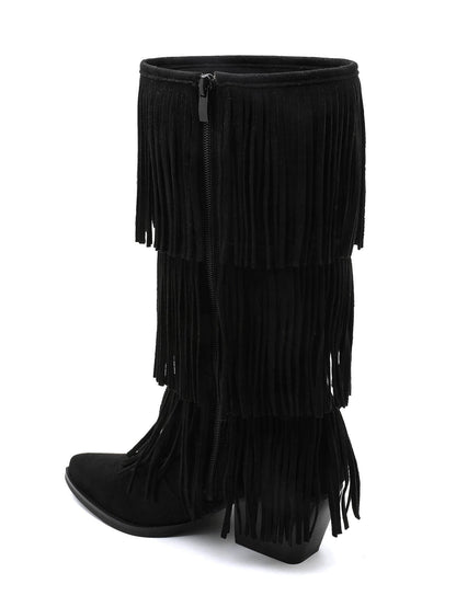 All Over Fringle Svarte Støvler