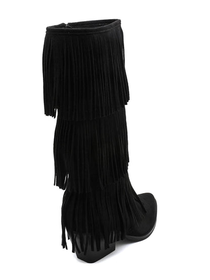 All Over Fringle Svarte Støvler