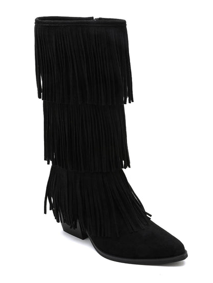 All Over Fringle Svarte Støvler