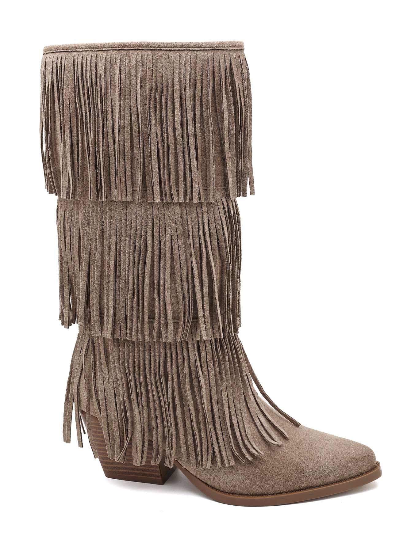 All Over Fringle Khaki Støvler