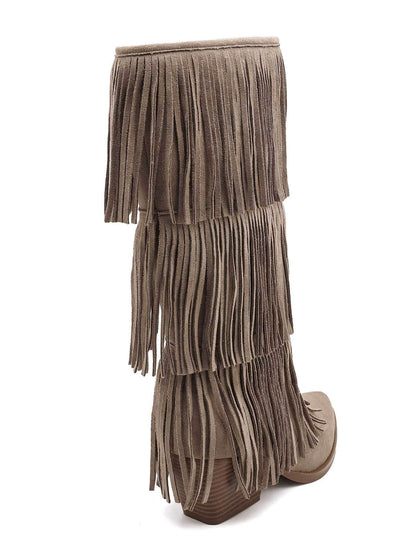 All Over Fringle Khaki Støvler