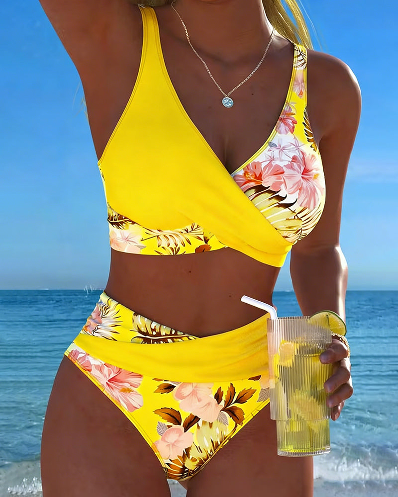 Bikini Kontrast Blomstertrykk