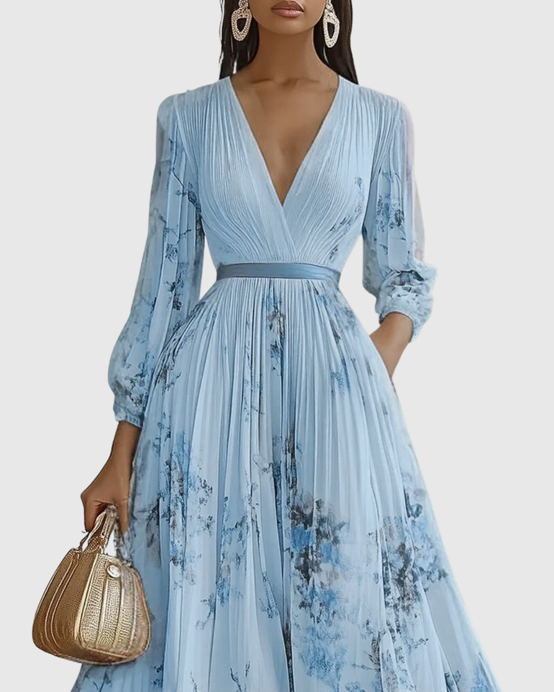 Rowella | Elegant Plisserte Maxi Kjole
