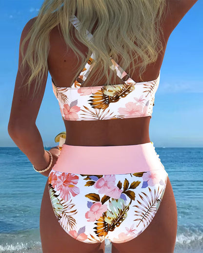 Bikini Kontrast Blomster Trykk