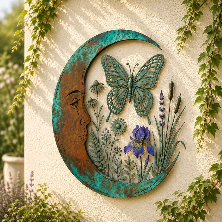 Måneformet Hageveggdekor