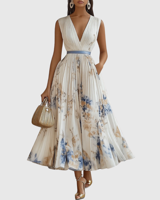 Rowella | Elegant Plisserte Maxi Kjole