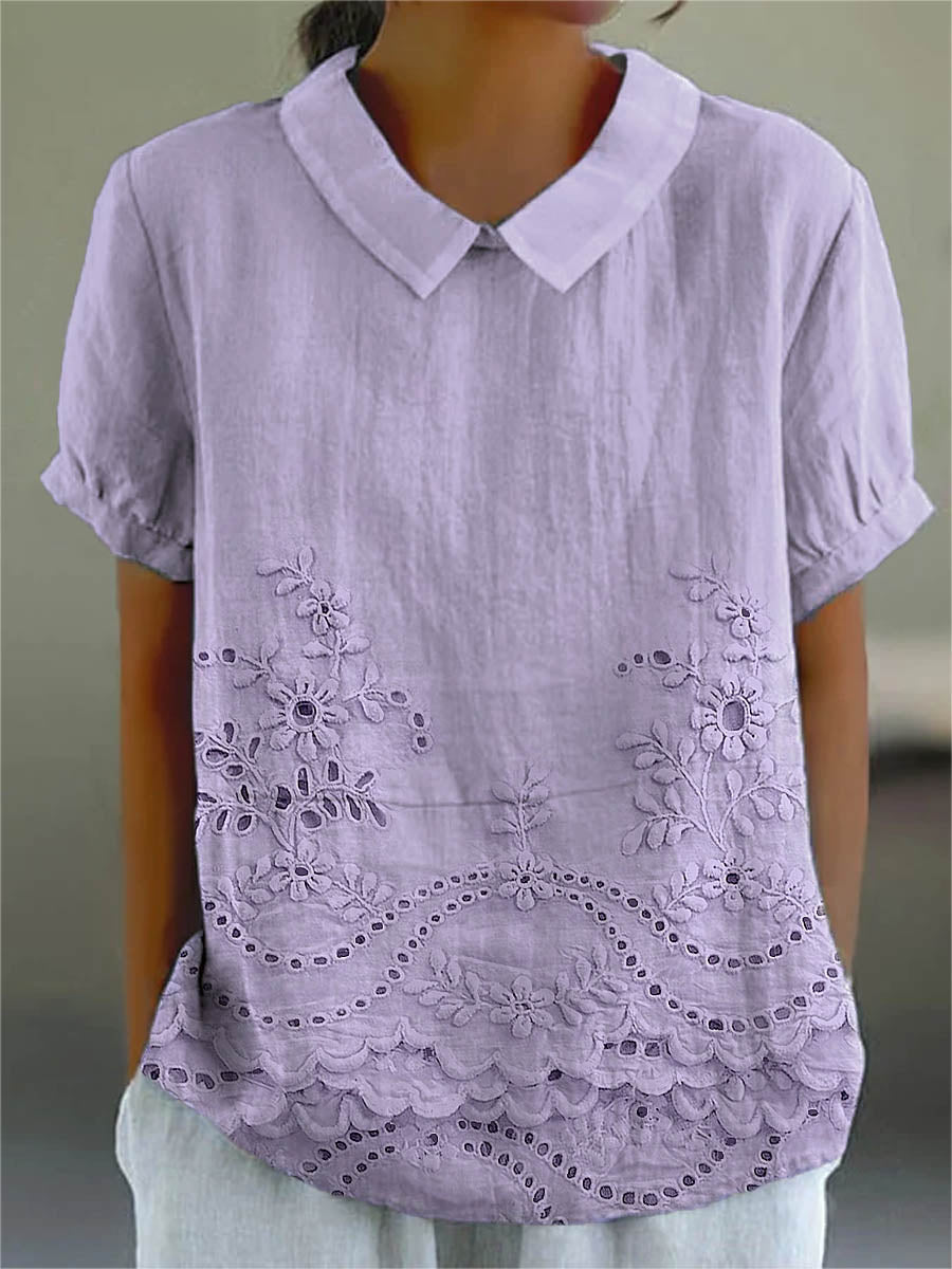Lily | Blomstret Brodert Skjorte