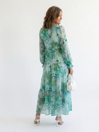 Althea | Langermet Blomster Maxi Kjole