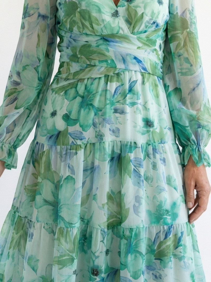 Althea | Langermet Blomster Maxi Kjole