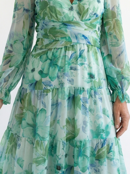 Althea | Langermet Blomster Maxi Kjole