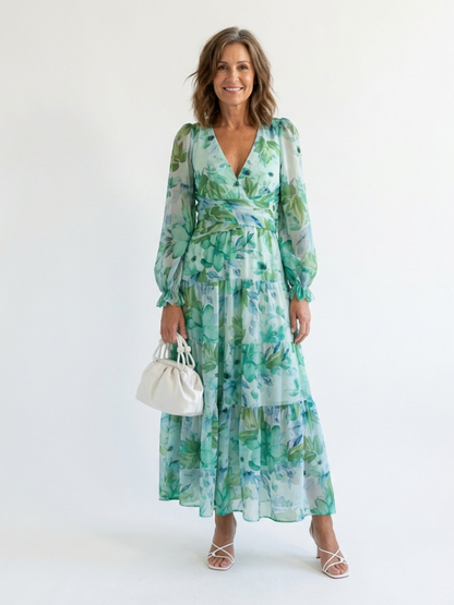 Althea | Langermet Blomster Maxi Kjole