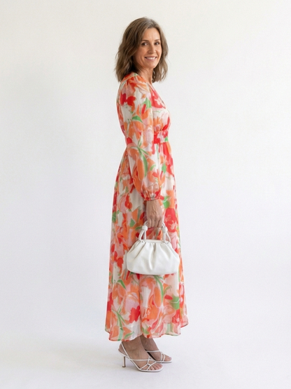 Althea | Langermet Blomster Maxi Kjole
