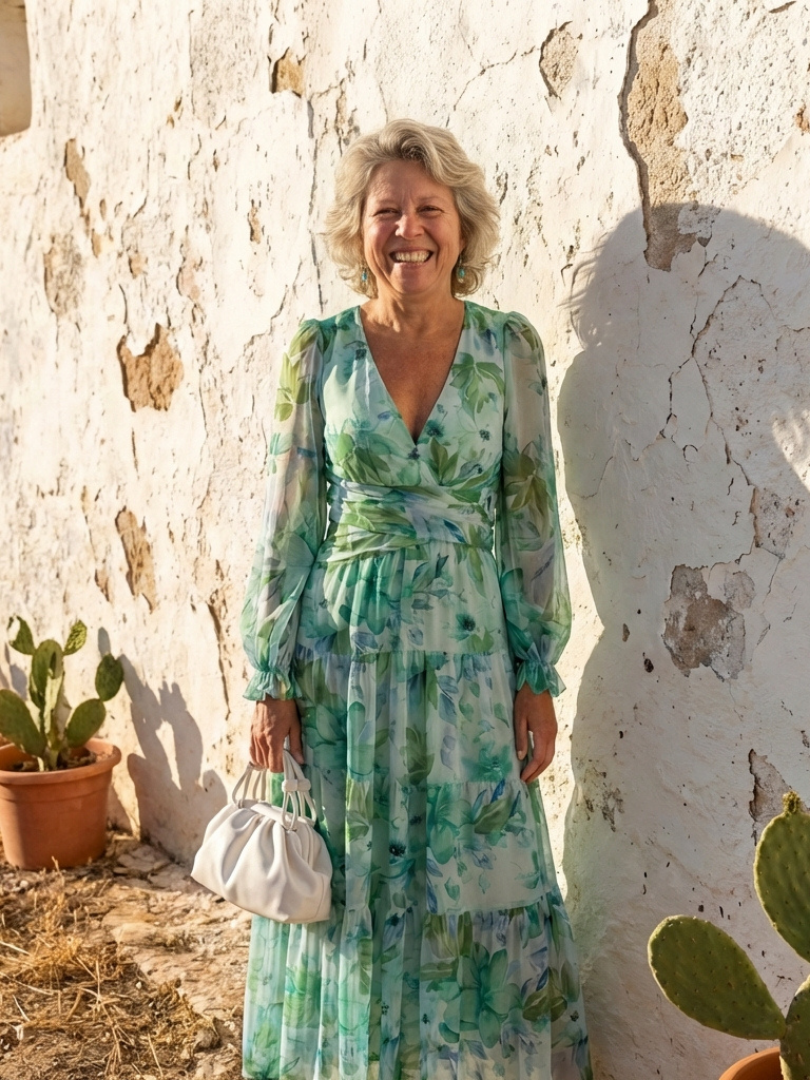 Althea | Langermet Blomster Maxi Kjole