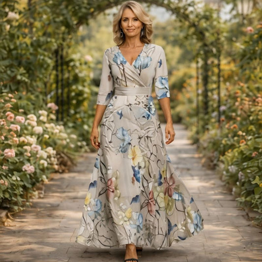 Fleur™ | Elegant Blomsterkjole med V-hals