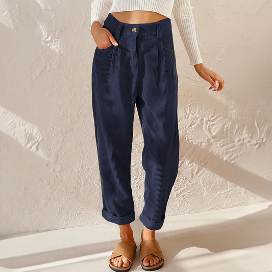 MISTY | KOMFORTABLE HØYHÅRDE KORDTROUSER