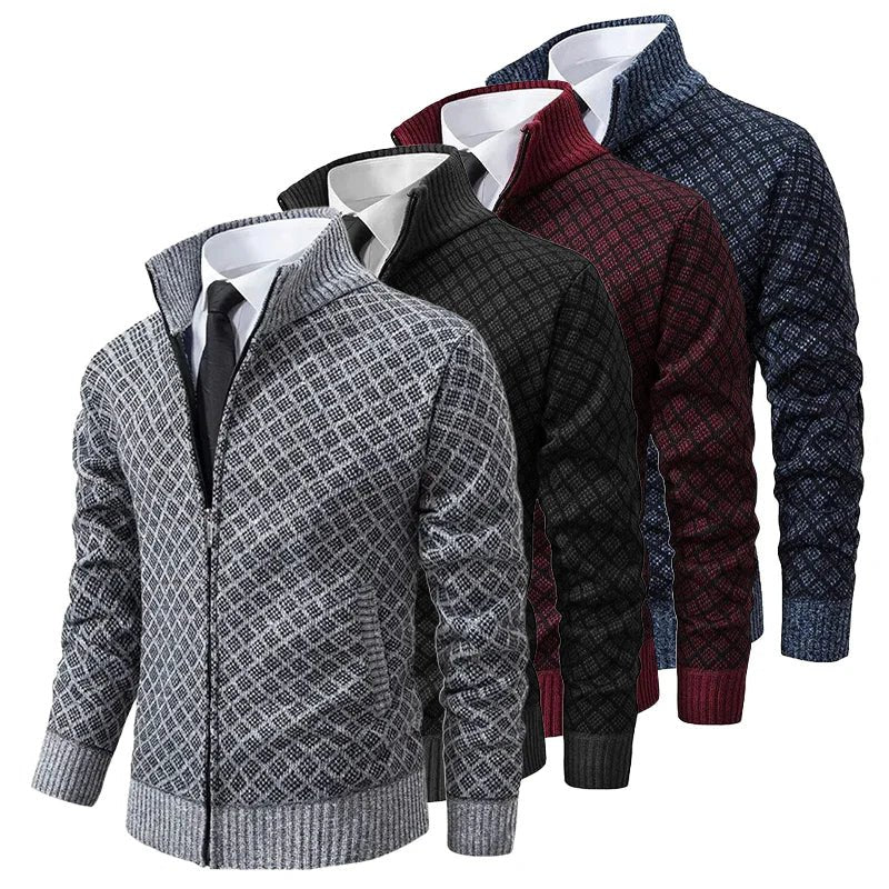 Neulottu miesten neulepaita | Neulottu liivi vetoketjulla ja korkealla kauluksella