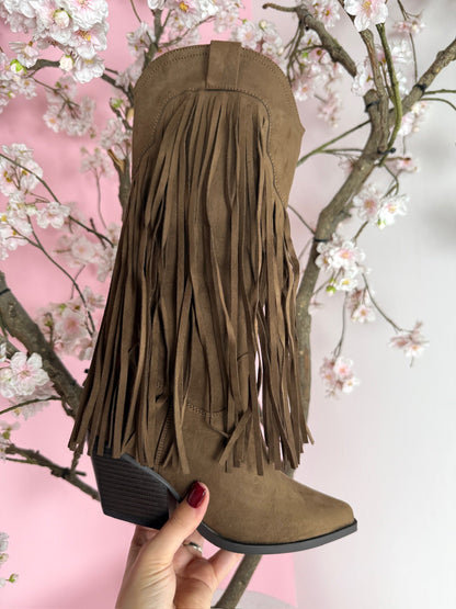 Hoge Bruin Boots med Fringles