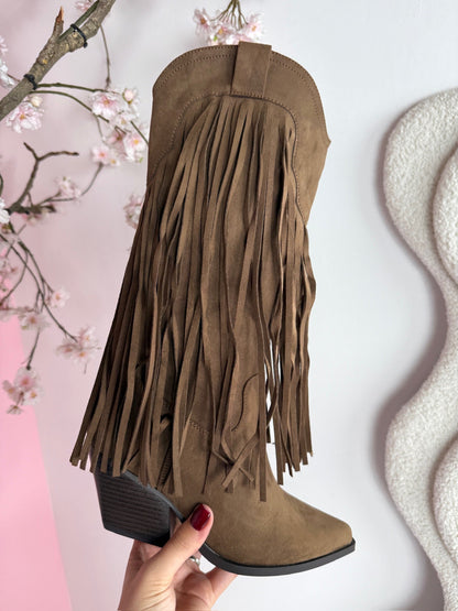 Hoge Bruin Boots med Fringles