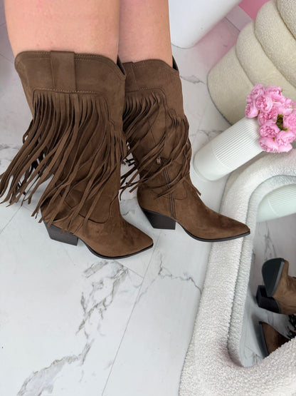 Hoge Bruin Boots med Fringles