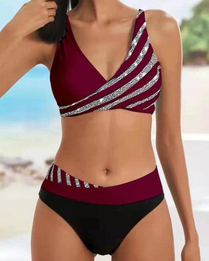 Mona - Mønstret Bikini i Varme Farger