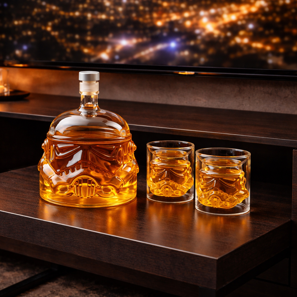 Whiskyflaske - Sett med Flaske og Glass