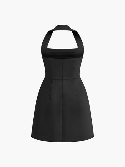 Elegant Solid Kjole med Halterneck