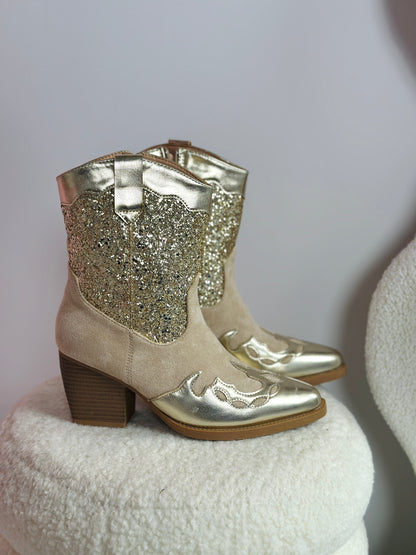 Glitrende Gull Cowboy Boots